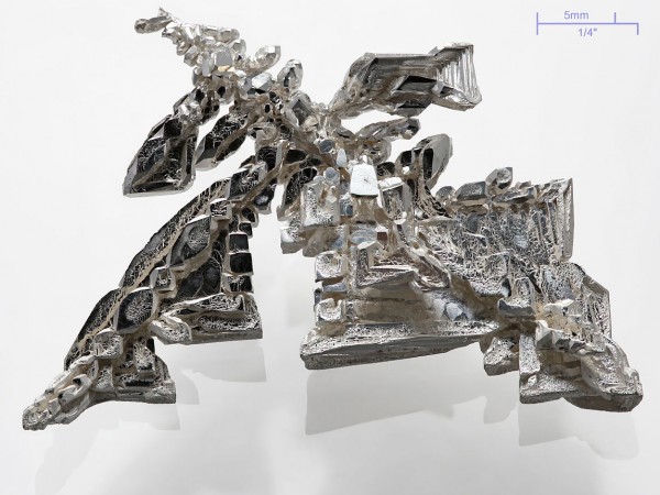 A pure (>99.95%) silver crystal, synthetic electrolytic made with visible dendritic structures. Weight ≈11g. - No gold here