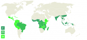 world map of coffee plantations