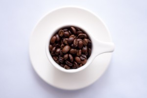 Coffee beans cup plate saucer - risky assets