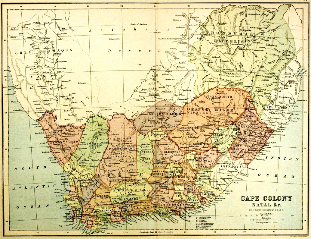 1876 map of South Africa, already world famous for minerals